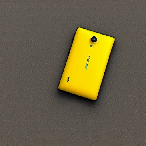 Image similar to a detailed render of a modern day yellow nokia lumia phone with a bezelless screen