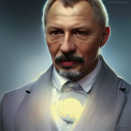 Prompt: beautiful portrait of hockey coach the Professor Larionov Igor, fantasy, intricate, elegant, highly detailed, digital painting, artstation, concept art, smooth, sharp focus, luxury fashion illustration, art by artgerm and greg rutkowski and alphonse mucha, brightly lit cinematic soft lighting, photorealistic