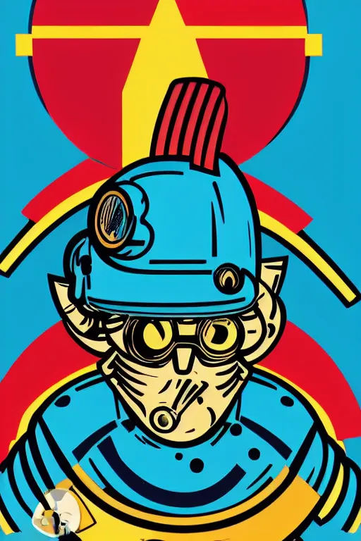 Image similar to fallout 7 6 retro futurist illustration art by butcher billy, sticker, colorful, illustration, highly detailed, simple, smooth and clean vector curves, no jagged lines, vector art, smooth andy warhol style