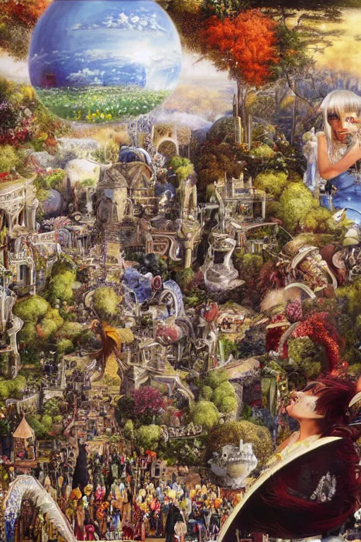 Prompt: an airbrush painting of an elaborate hidden object scene on the overworld map of final fantasy ix by destiny womack, gregoire boonzaier, harrison fisher, richard dadd