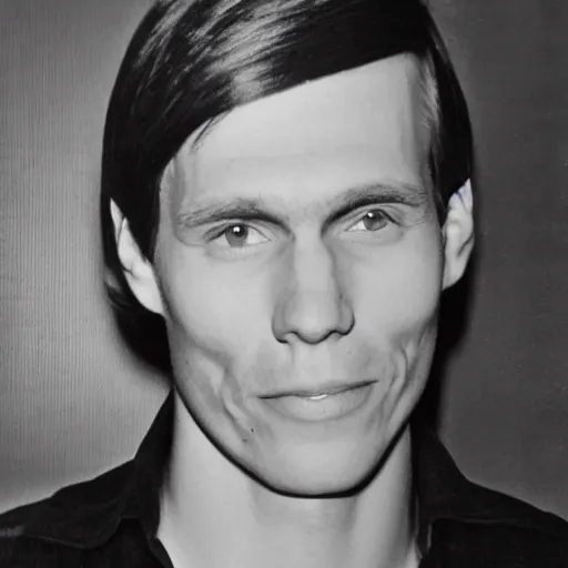 Image similar to A photograph portrait of Jerma985 with short-medium length hair a combover wearing early 1970s menswear in the early 1970s, taken in the early 1970s, grainy, taken on a 1970s Polaroid Camera, realistic, hyperrealistic, very realistic, highly detailed, very detailed, extremely detailed, detailed, digital art, trending on artstation, colorized photo