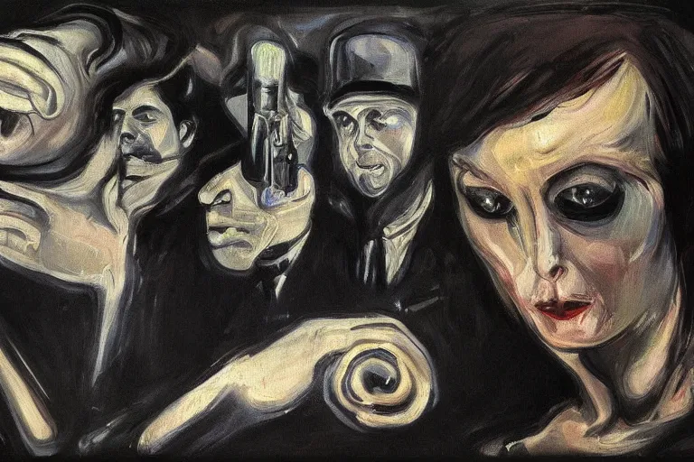 Image similar to its like russian roulette, when your placin, your bet, art by edvard munch. so don't be upset when your broke and your done, art by robert hickox. canvas art, dark ambient, image elegant. acrylic art, trending on artstation