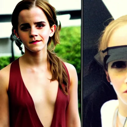 Prompt: Emma Watson as a highschool mall goth