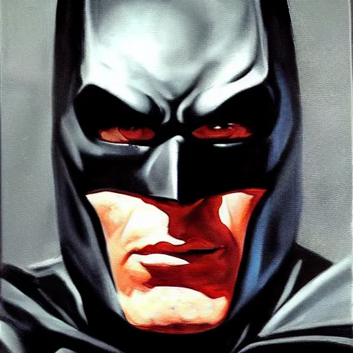 Image similar to Painting of a batman dark knight by Christopher Nolan oil painting