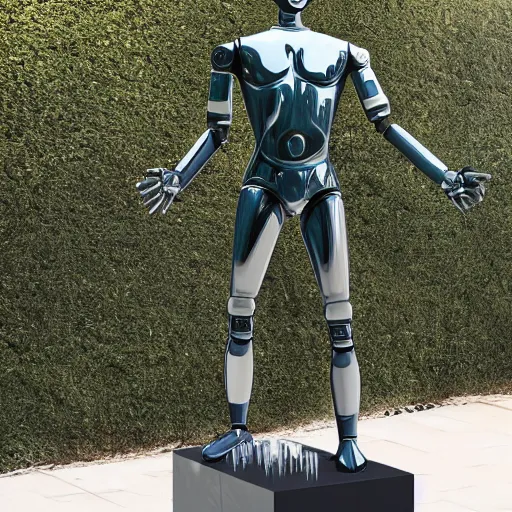 Image similar to a realistic detailed photo of a guy who is an attractive humanoid who is half robot and half humanoid, who is a male android, soccer player timo werner, shiny skin, posing like a statue, blank stare, by the pool, on display, showing off his muscles, humanoid robot, frozen ice statue, made of ice