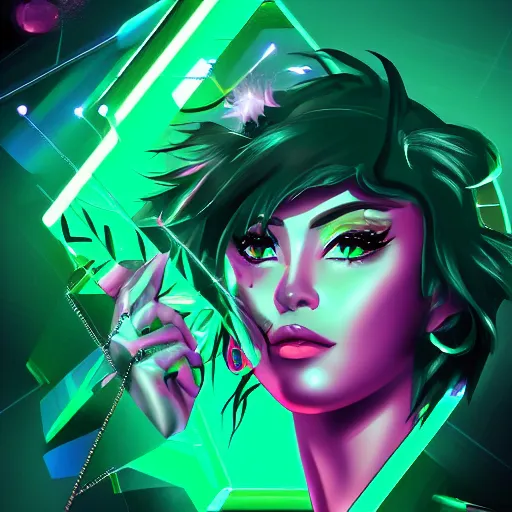 Prompt: emerald gem, epic retrowave art, trending on art station