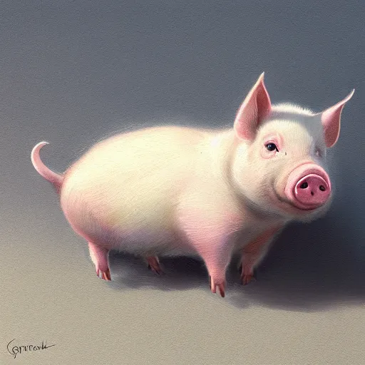 Image similar to realistic, full body portrait, cartoonish cute pig, by Jordan Grimmer and greg rutkowski, crisp lines and color,