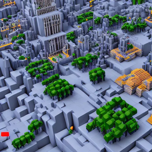 Prompt: a capital city made of voxels. unreal engine