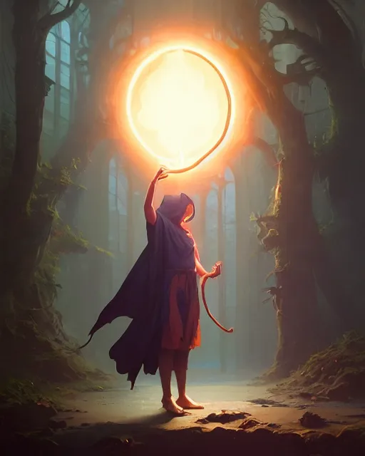 Image similar to highly detailed vfx portrait of an old mage casting a light spell, unreal engine, greg rutkowski, loish, rhads, beeple, makoto shinkai and lois van baarle, ilya kuvshinov, rossdraws, tom bagshaw, alphonse mucha, global illumination, detailed and intricate environment