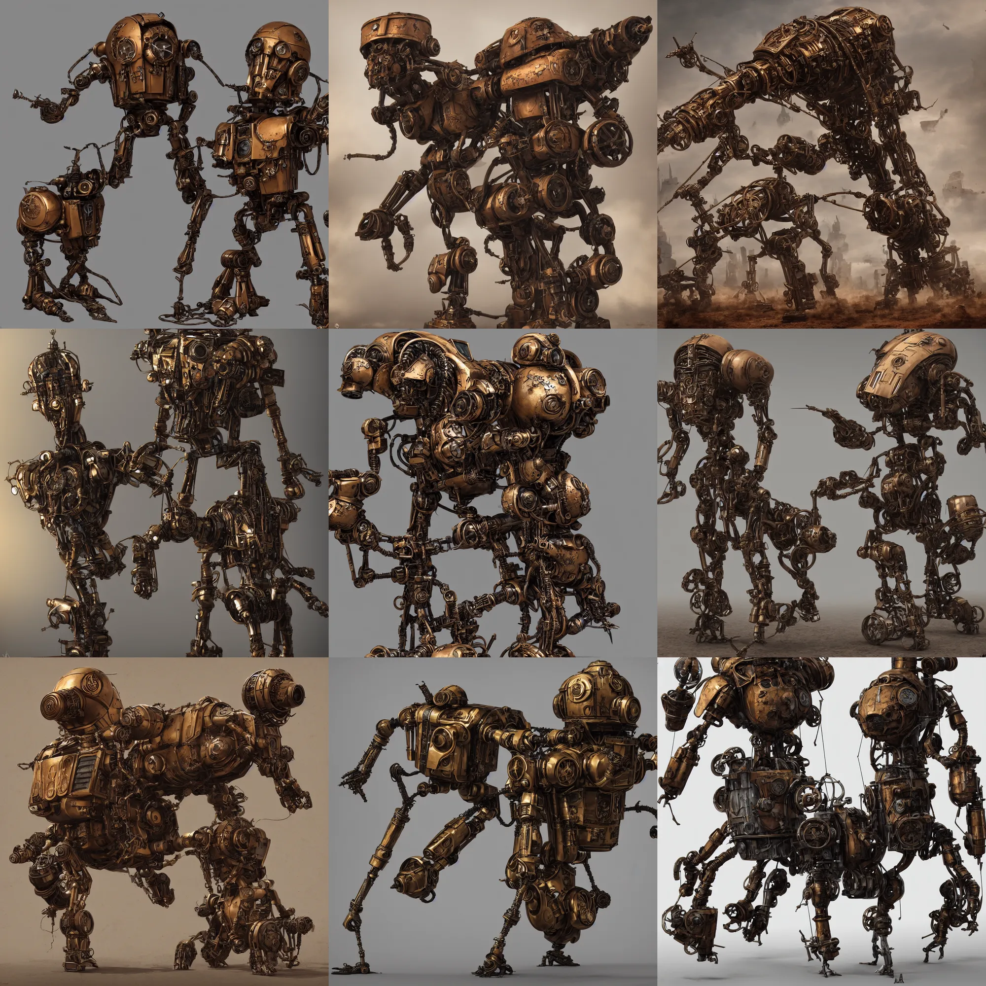 Prompt: steampunk battle droid, trending on artstation, photoreal, 4 k, octane render