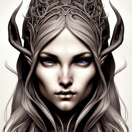 Image similar to digital art, centered head and shoulders of a elven ,intricate, veins, by James Jean and by artgerm , ultradetailed, charachter design, concept art, trending on artstation,