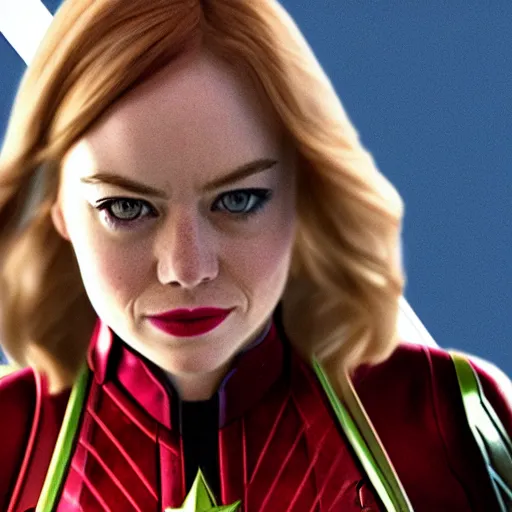 Image similar to emma stone as captain marvel