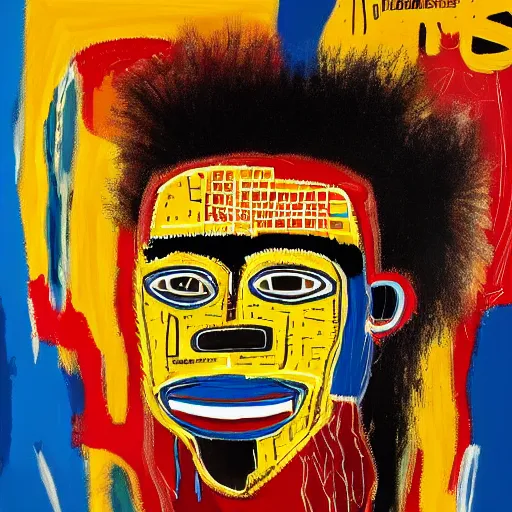 Image similar to A extremely highly detailed majestic hi-res beautiful immaculate head and shoulders painting of a strong black african man by Jean-Michel Basquiat, 8k, high textures, hyper sharp, insanely detailed and intricate, super detailed, 4k HDR high quality