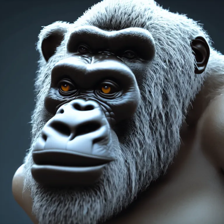 Prompt: a cinematic shot of a gorilla made of yogurt, yogurt, yogurt, octane render, volumetric lighting, nvidia raytracing demo, by Andy Thomas, Mario Martinez, Daniel Mirante, Gustave Dore, Artstation, CGsociety, masterpiece