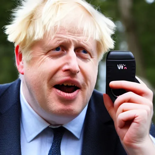 Image similar to Boris Johnson showing off his Nintendo Wii, happy shocked facial expression, 4k, 8k