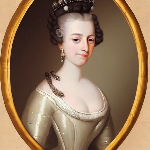 Prompt: a feminine 1 7 0 0 s portrait of kim petras as a french queen, artstation, fineartamerica