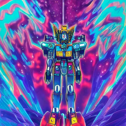 Image similar to An extremely Gundam psychedelic experience, colorful, surreal, mecha, scifi, LSD, face, jet turbine, tarot, detailed, intricate, elegant, highly detailed, super detailed, insane detailed, digital painting, concept art, smooth, sharp focus, illustration, art by josan gonzales, Krenz Cushar, Marco Plouffe, dan mumford, Artem Demura and alphonse mucha