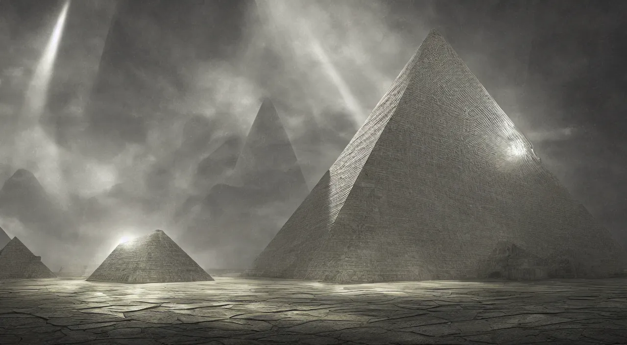 Image similar to ancient pyramid, parametric structure, cellular biology by glenn small, by ernst haeckel, by albert bierstadt photorealistic, zaha hadid, god rays, volumetric lighting, detailed, intricate, delicate, raytrace, octane, light fog, neon, bladerunner