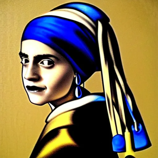 Prompt: painting of emma watson with the pearl earring