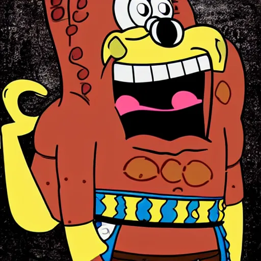 Prompt: mike tyson in the style of spongebob.
