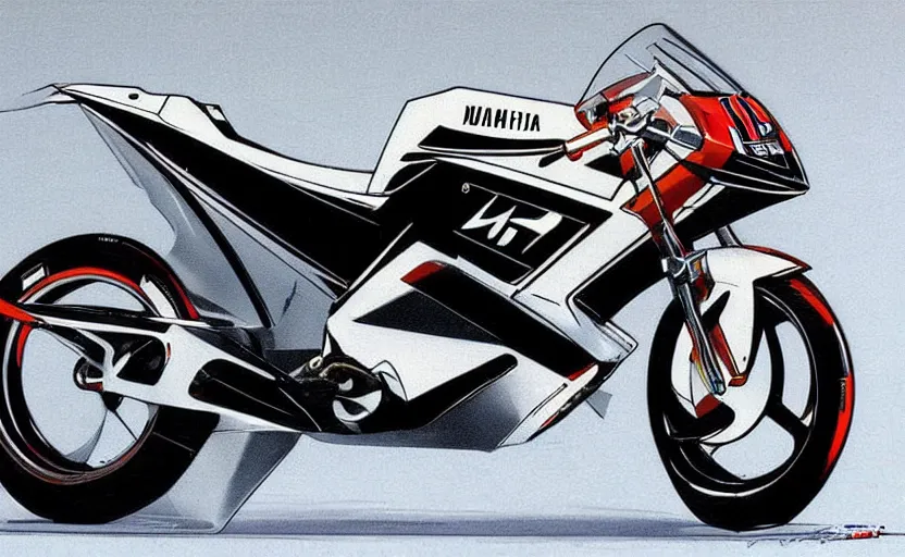 Image similar to 1 9 9 0 s yamaha race motorcycle concept art, art,