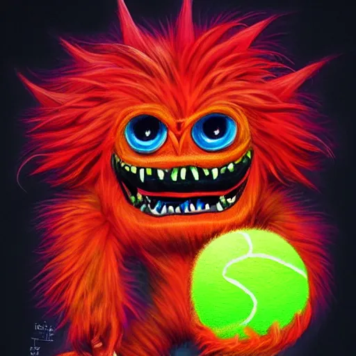 Image similar to a tennis ball monsters, colorful, digital art, fantasy, magic, chalk, trending on artstation, ultra detailed, professional illustration by basil gogos