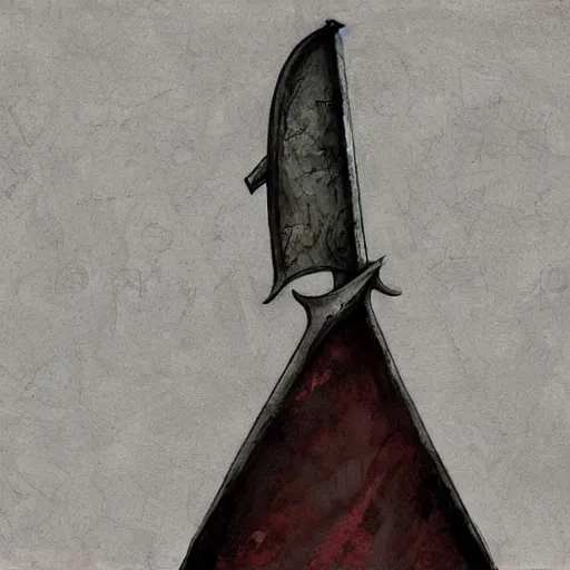 Prompt: an evil sword, on a blank background. diagonal composition ( concept art by enki bilal, museum picture )