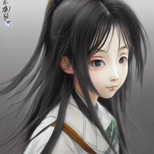 Image similar to dynamic composition, motion, ultra-detailed, incredibly detailed, a lot of details, amazing fine details and brush strokes, colorful and grayish palette, smooth, HD semirealistic anime CG concept art digital painting, watercolor oil painting of a Japanese schoolgirl, by a Chinese artist at ArtStation, by Huang Guangjian, Fenghua Zhong, Ruan Jia, Xin Jin and Wei Chang. Realistic artwork of a Chinese videogame, gradients, gentle an harmonic grayish colors.