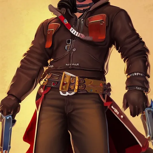 Image similar to Jesse McCree, digital art, game art,