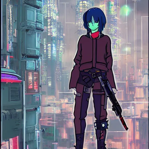 Prompt: A cyberpunk assassin, Studio Ghibli