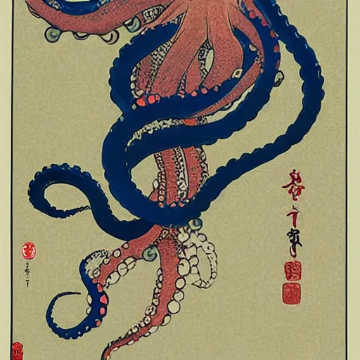 Image similar to octopus woman ukiyo - e style,