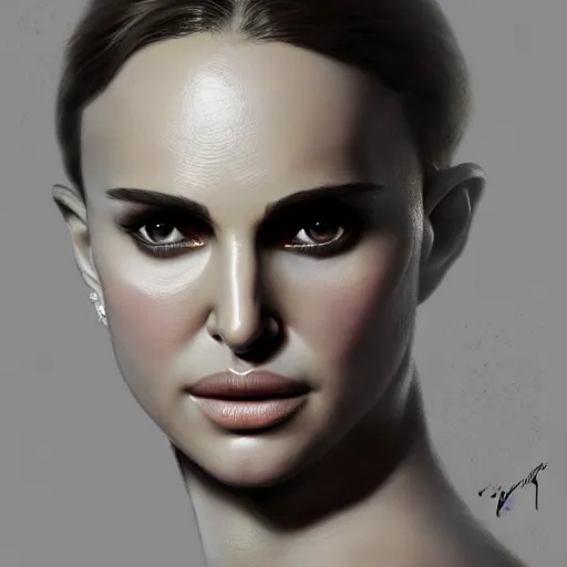 Prompt: A Portrait of Natalie Portman, by Cedric Peyravernay, highly detailed, excellent composition, cinematic concept art, dramatic lighting, trending on ArtStation