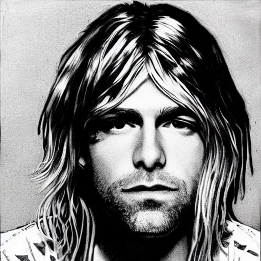 Prompt: Kurt cobain 90s album cover, highly detailed
