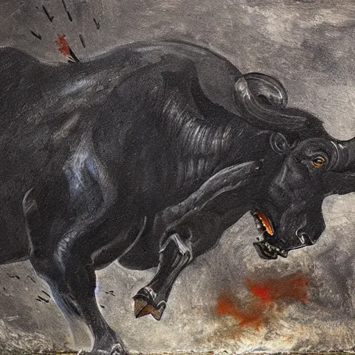 angry bull painting