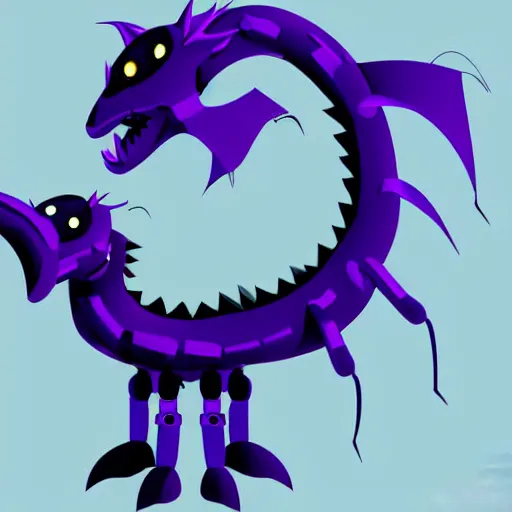 Image similar to Very cute robotic purple dragon, 2d minimalism,simple figures, digital art