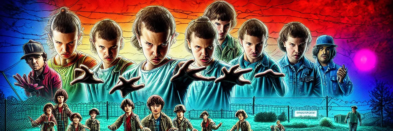 Image similar to ultra realistic stranger things poster, HD, HQ,