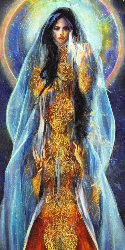 Prompt: a mystical woman priestess