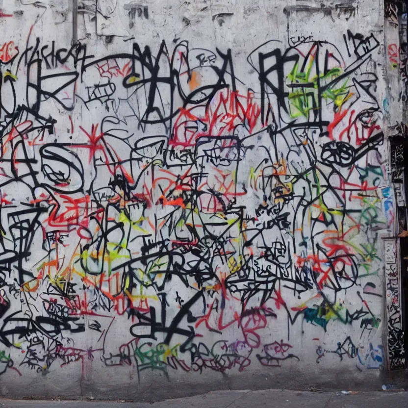 Prompt: a grafitti that reads hatica on a new york wall, hyper realistic