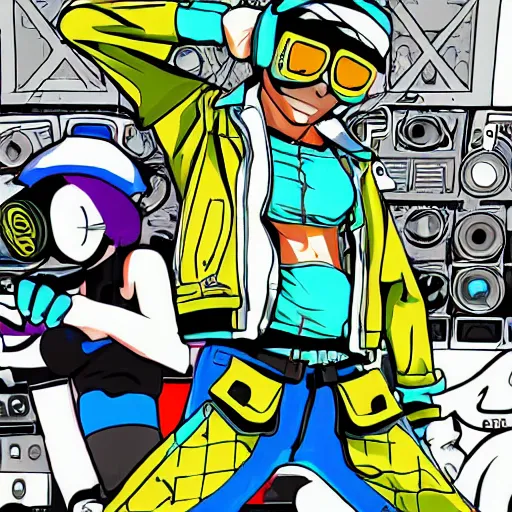 Image similar to jet set radio, noise tanks, digital artwork