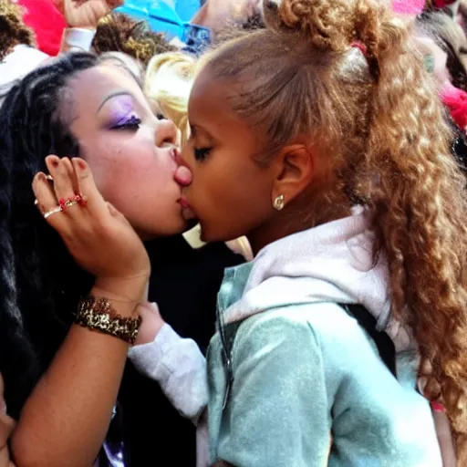 Prompt: cree summers kisses a young fan