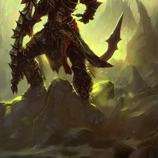 Prompt: blademaster from warcraft 3, oil painting, by greg rutkowski