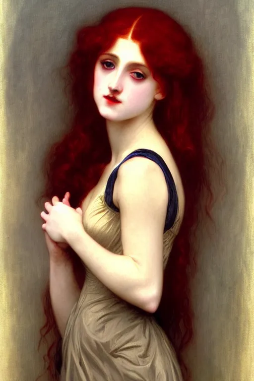 Image similar to victorian vampire blondes hair, painting by rossetti bouguereau, detailed art, artstation