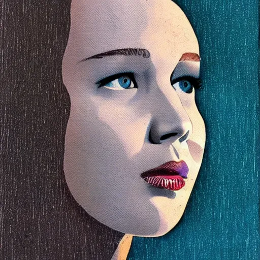 Image similar to Jennifer Lawrence. Portrait by Karel Thole.