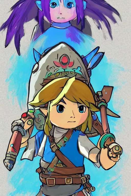 Image similar to a chuchu from the legend of zelda breath of the wild, breath of the wild art style.