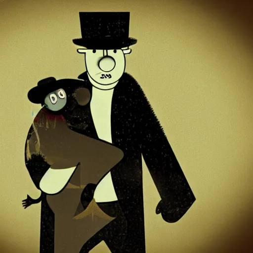 Prompt: A film noir in the style of Dr Caligari featuring Peppa Pig