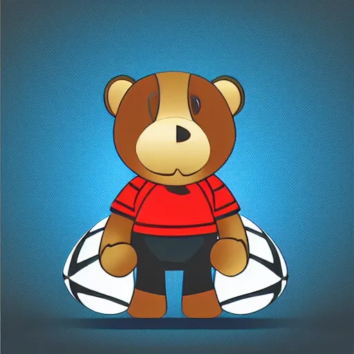 Image similar to A team mascot bear holding a rugby ball, vector