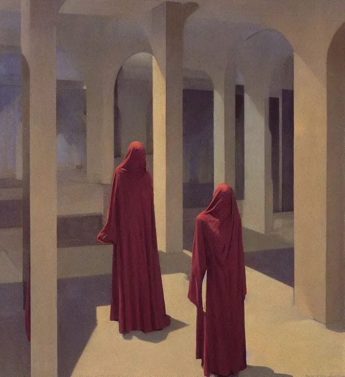 Image similar to magnificent woman in transparent robes, in magnificent shopping mall, oil painting by edward hopper, zdislav beksinski, wayne barlowe