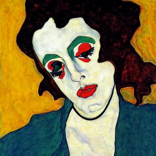 Image similar to lady gaga painted by egon schiele