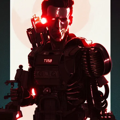 Prompt: James Cameron as the T-800 Terminator, ambient lighting, 4k, anime key visual, lois van baarle, ilya kuvshinov, rossdraws, artstation