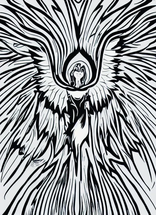 Image similar to white phoenix on salt mountain simple background simplified design geometric graphic design Nel Jagmo Jacobson style